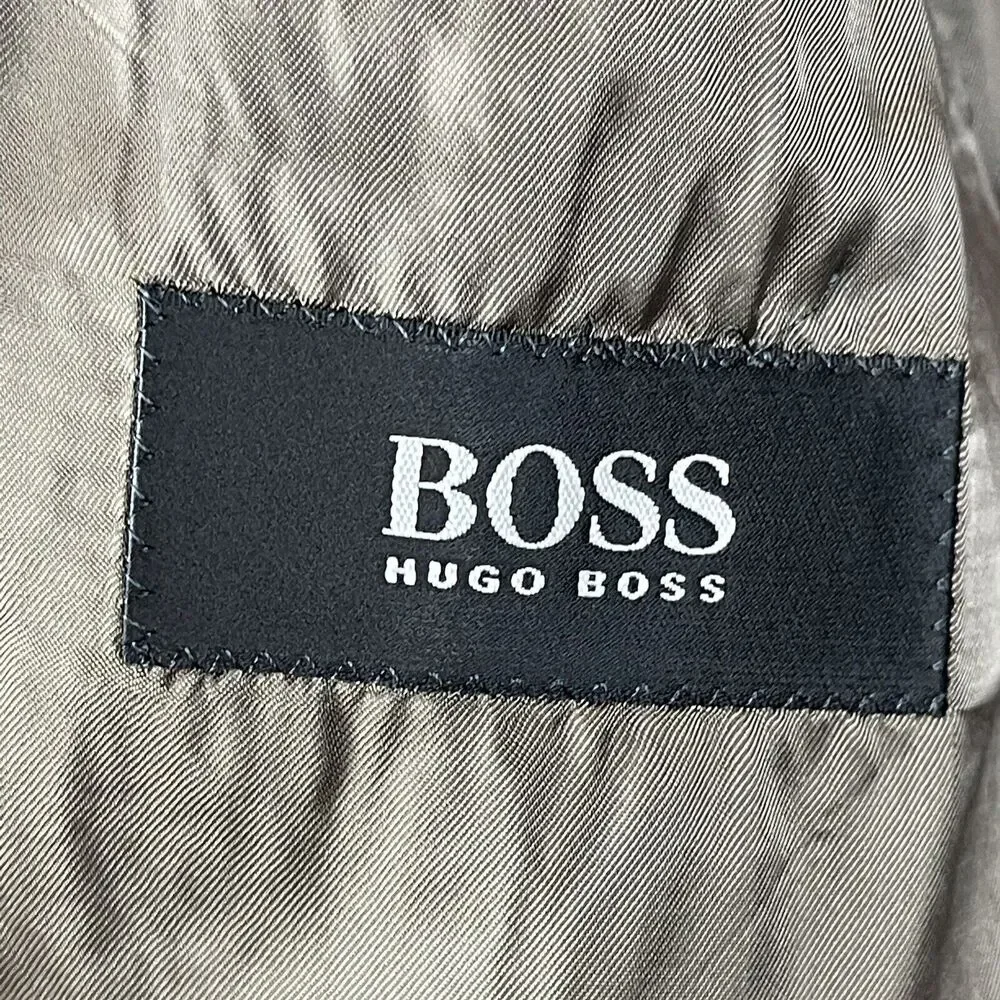 Hugo Boss Blazer Jacket Men 44L‎ Black Brown Schurwolle Virgin Wool Blend Career